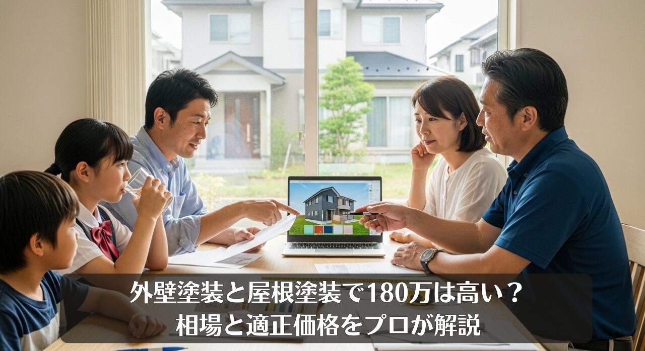 外壁塗装と屋根塗装で180万は高い？相場と適正価格をプロが解説