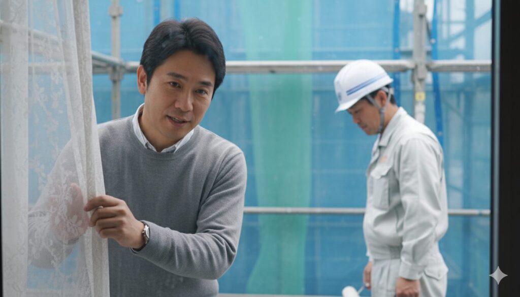 職人さんと目が合う気まずい瞬間