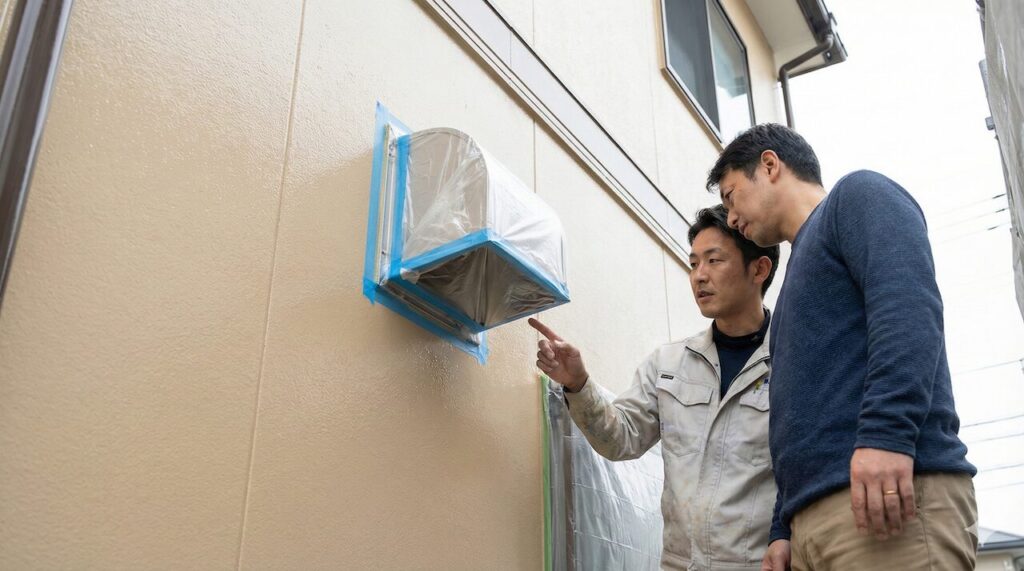 排気口周辺の外壁汚れを防ぐ養生の必要性