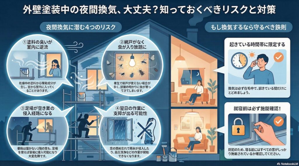 「夜は換気してもいい?」作業後の注意点