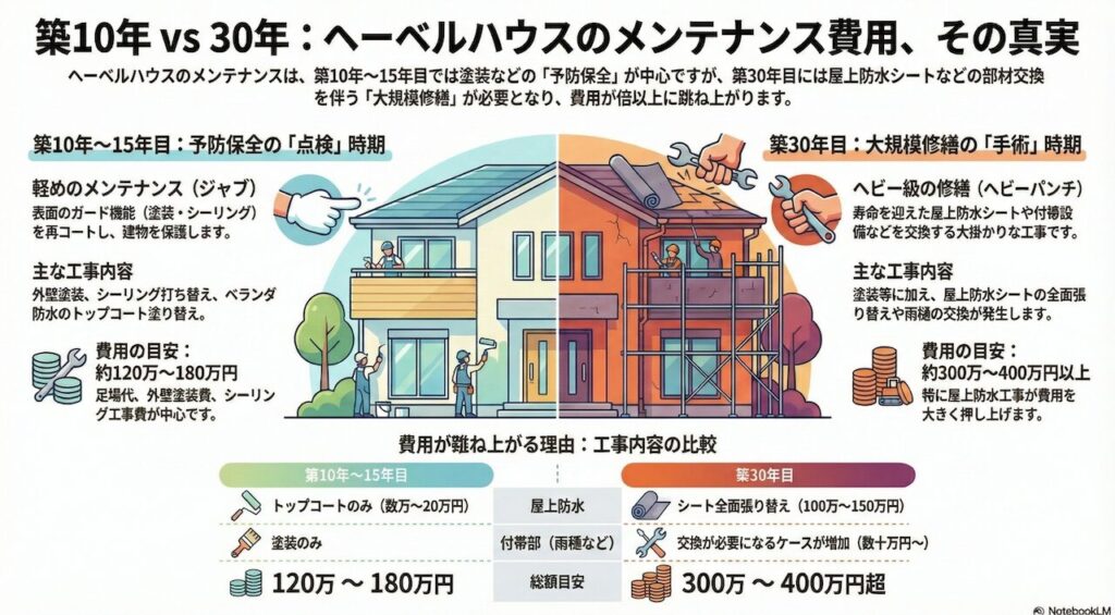 築10年と30年でかかる費用の違い