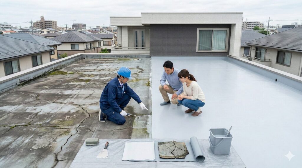 防水シート張り替えや欠け補修の費用