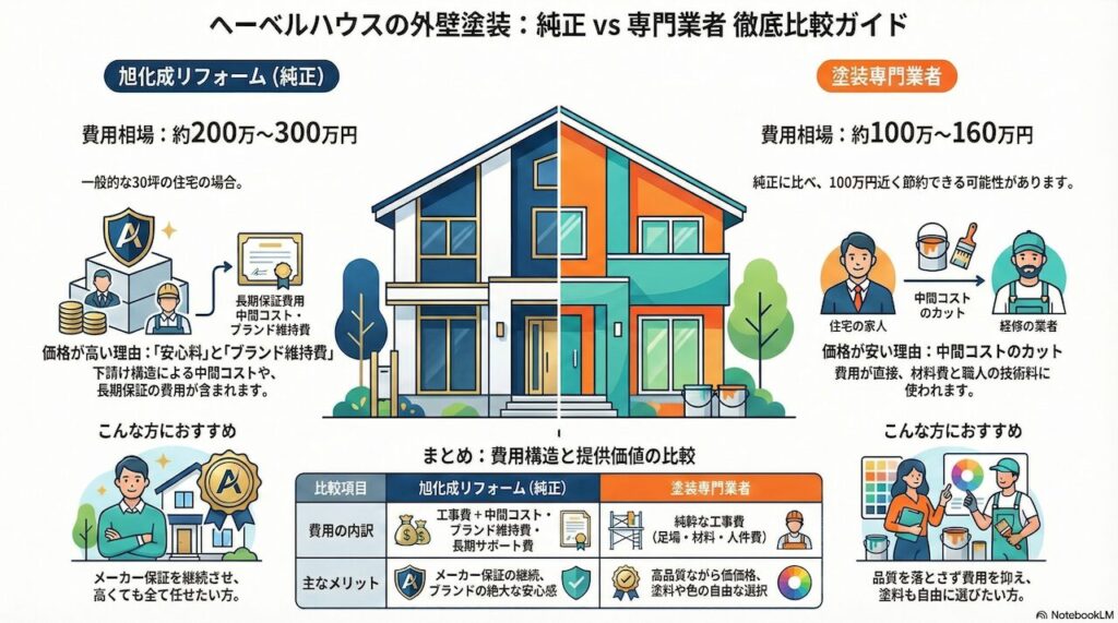 化成純正と専門業者の価格比較と内訳