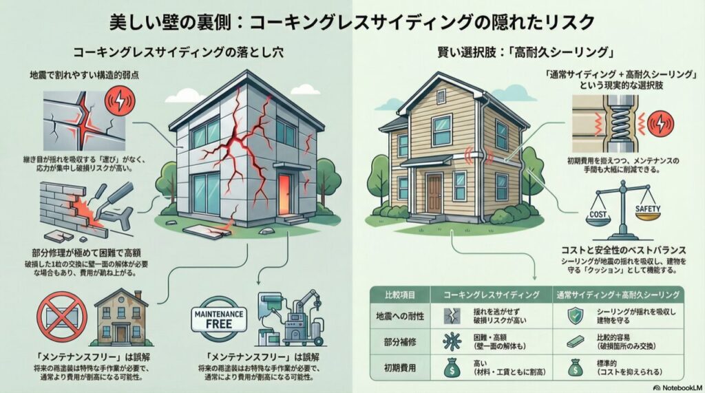 美しい壁の裏側：コーキングレスサイディングの隠れたリスク