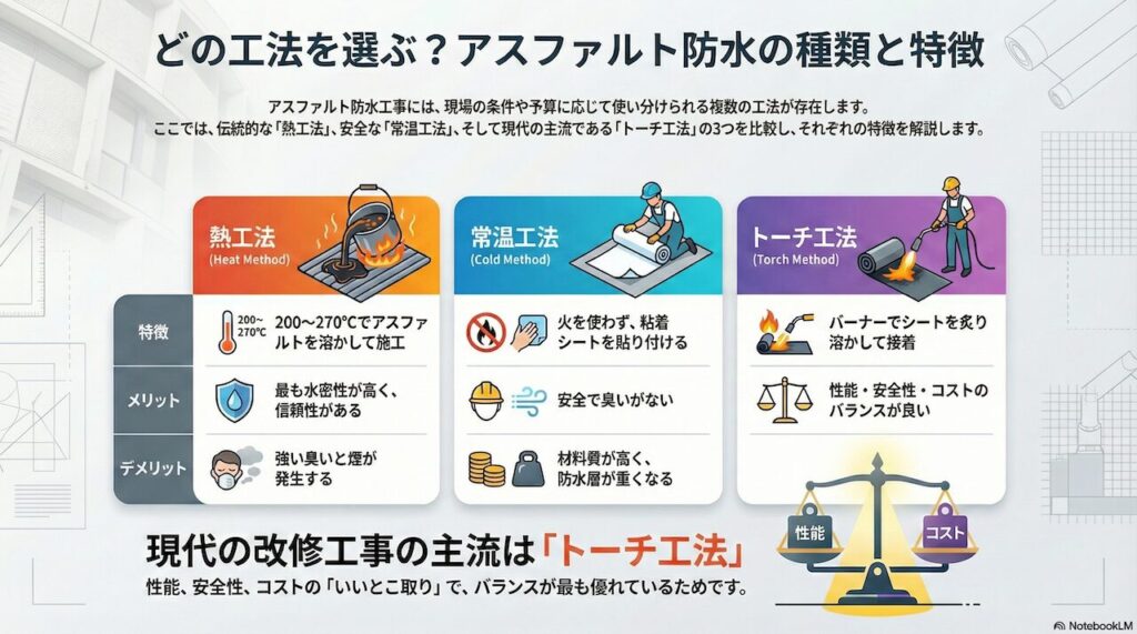 常温工法や熱工法の種類について