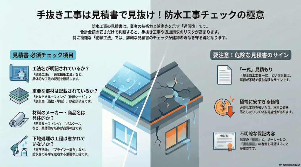 見積もりで確認すべき項目:手抜き工事を防ぐチェックリスト