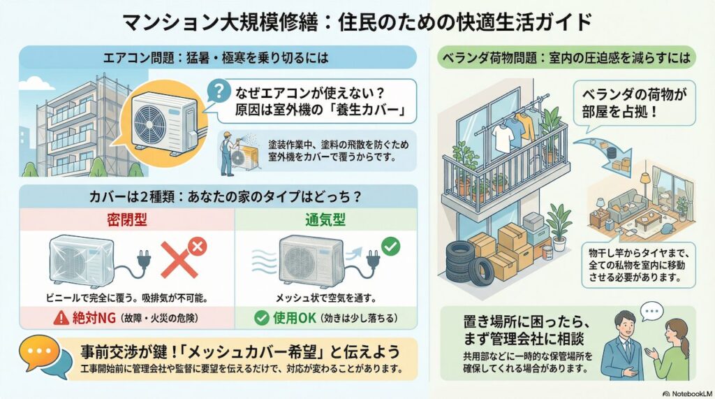 エアコンが使えないなど生活制限がきつい