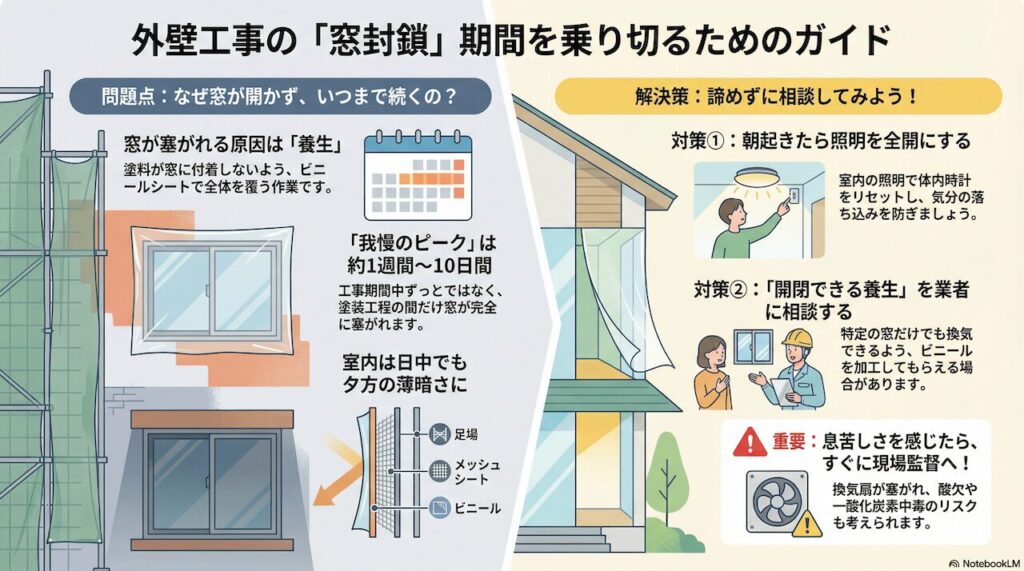 期間はいつまで？窓やカーテンを開けられない