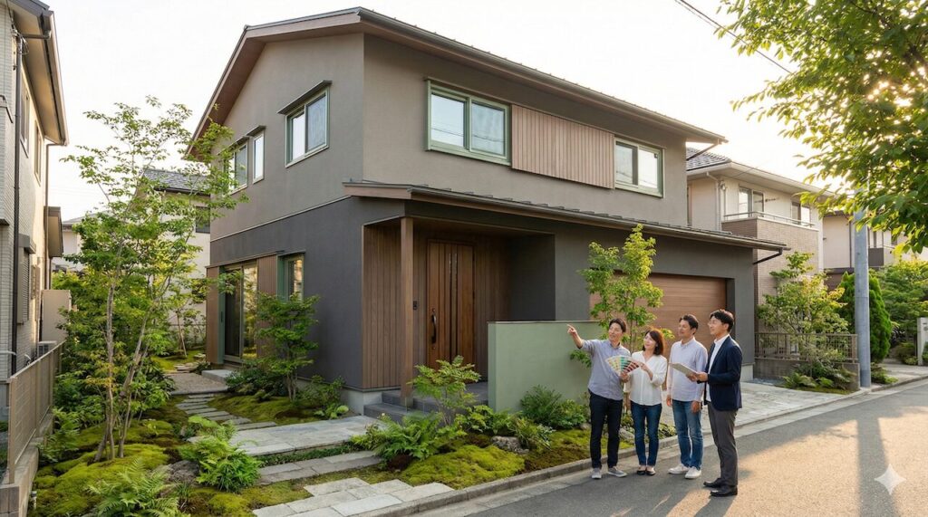 茶色や緑と相性が良いグレーのツートン配色