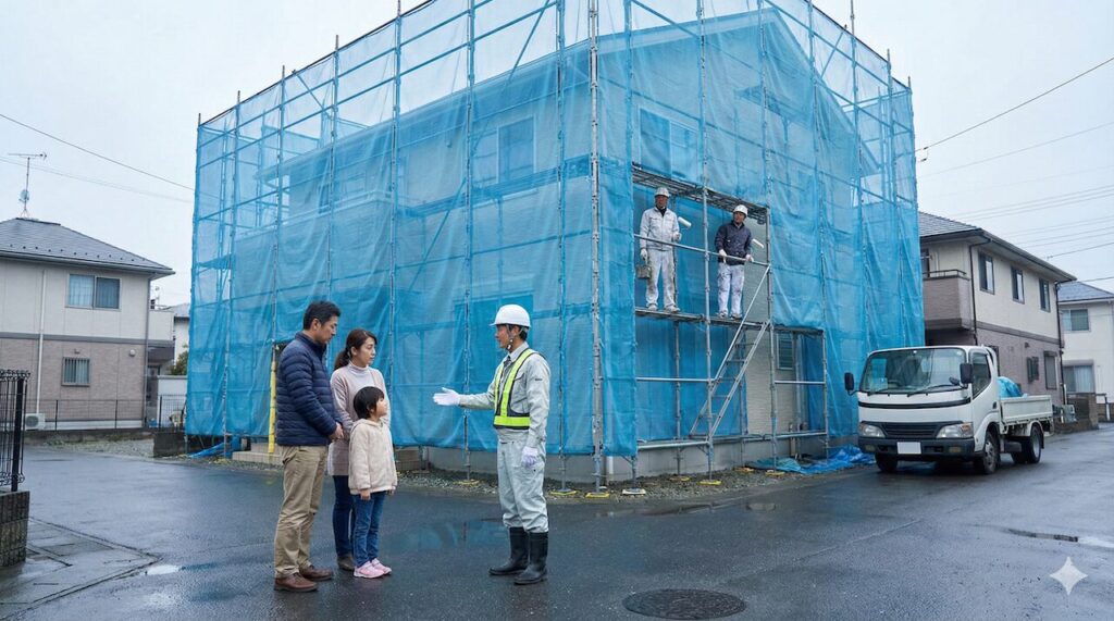 間隔のルールを守り工期が延びるケース