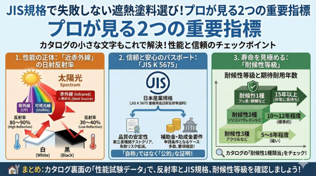 JIS規格の日射反射率や耐候性の重要性