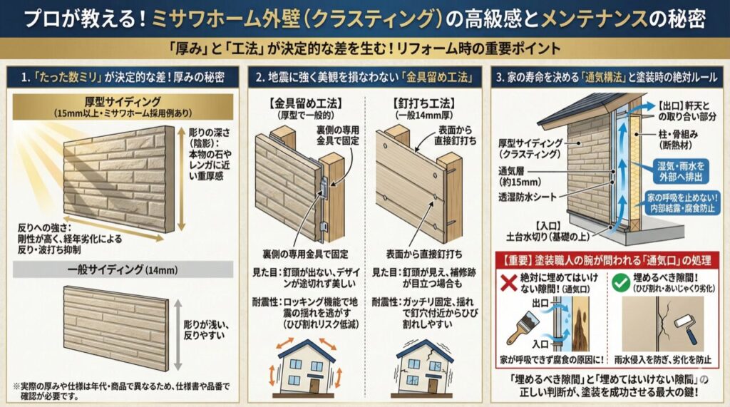 特徴的な厚みや採用している工法は何かを解説