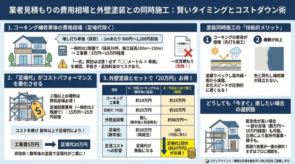 業者見積もりの費用相場と外壁塗装との同時施工
