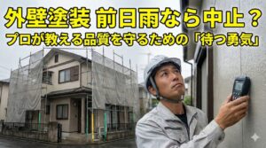 外壁塗装で工事の前日に雨！中止？品質への影響と判断基準