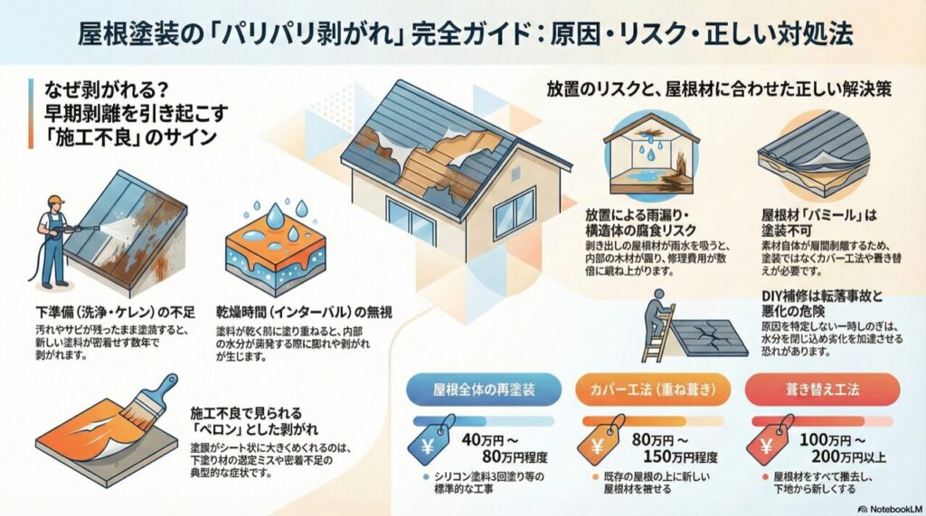 屋根塗装の「パリパリ剥がれ」完全ガイド:原因・リスク・正しい対処法
