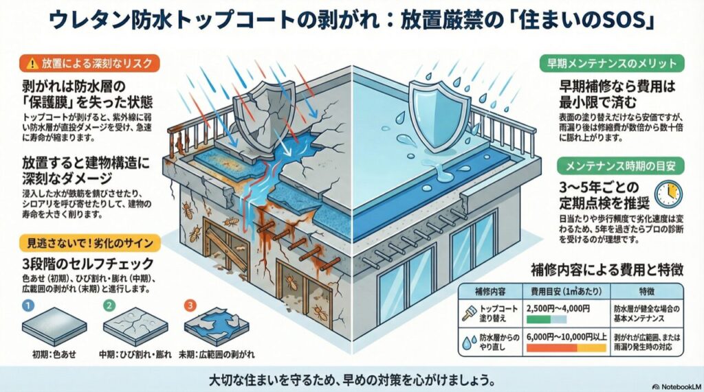 ウレタン防水トップコートの剥がれ：放置厳禁の「住まいのSOS」
