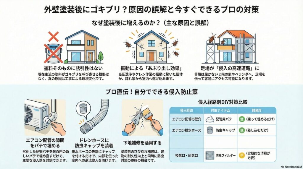 外壁塗装後にゴキブリ？原因の誤解と今すぐできるプロの対策