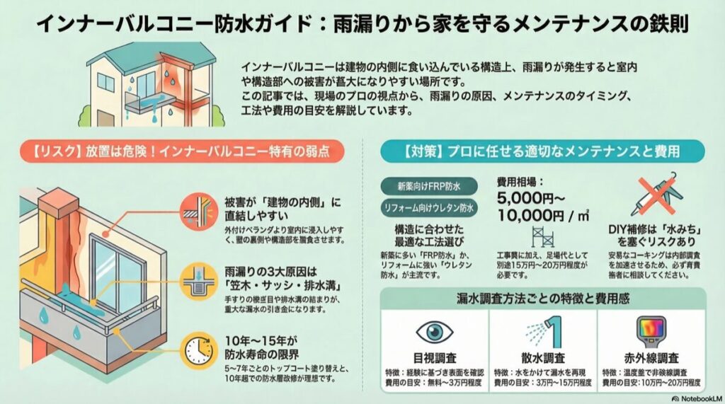 インナーバルコニー防水ガイド：雨漏りから家を守るメンテナンスの鉄則